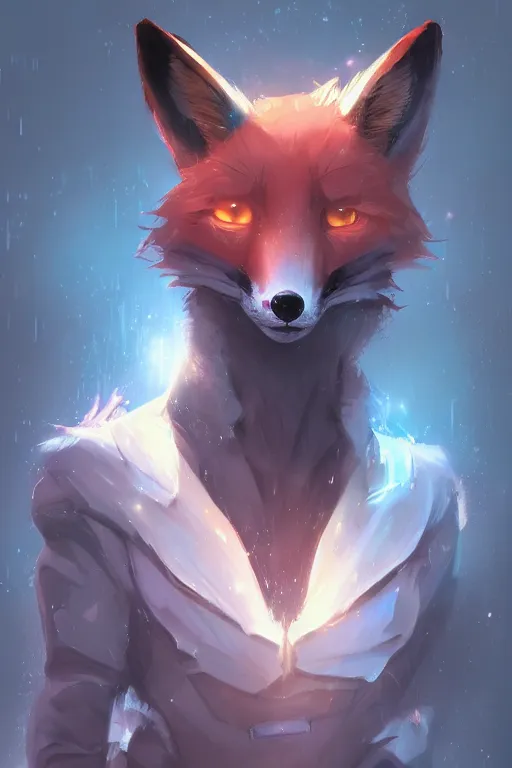 Image similar to a fox fursona, trending on artstation, by kawacy, furry art, digital art, cyberpunk, high quality, backlighting