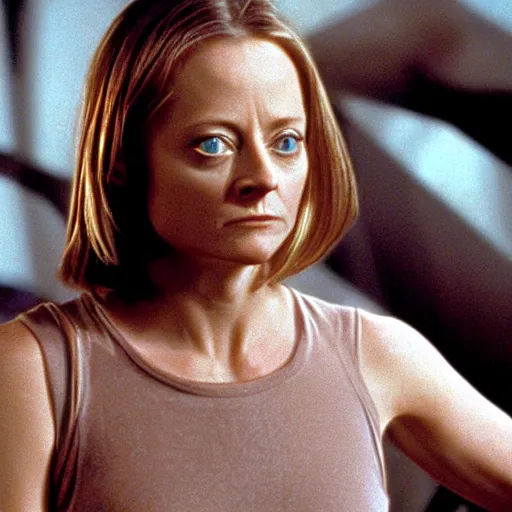 Image similar to Jodie Foster in Contact (1997), amazing colorful emotional portrait