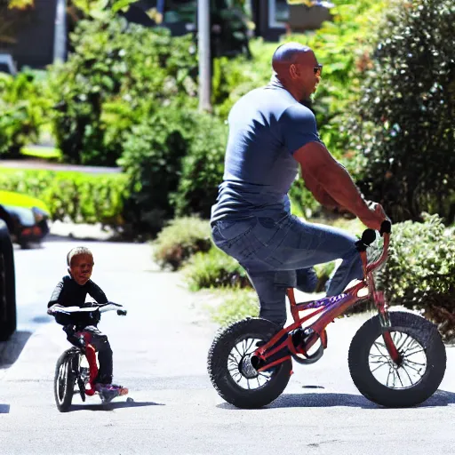 Image similar to the rock riding on a kids bike