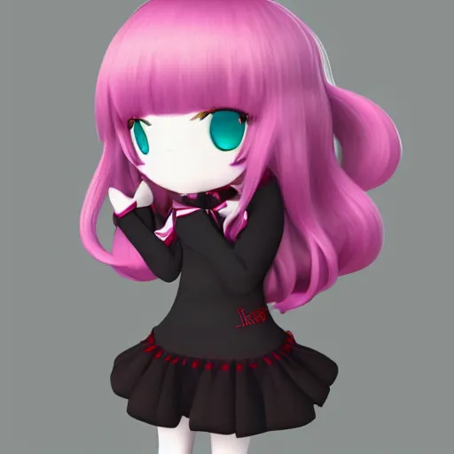 Prompt: cute fumo plush of a girl with a big heart, hair blocking eyes, twee velvet dressed monstergirl, v - sign, blob anime, bokeh, vray