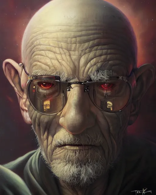 Image similar to a detailed portrait of cyberpunk old man by Tomasz Alen Kopera and Peter Mohrbacher