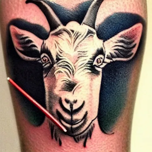 Black Outline Geometric Goat Skull Tattoo Design