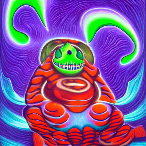 Image similar to a painting of an energetic Gengar relaxing by flooko, alex grey, glows,