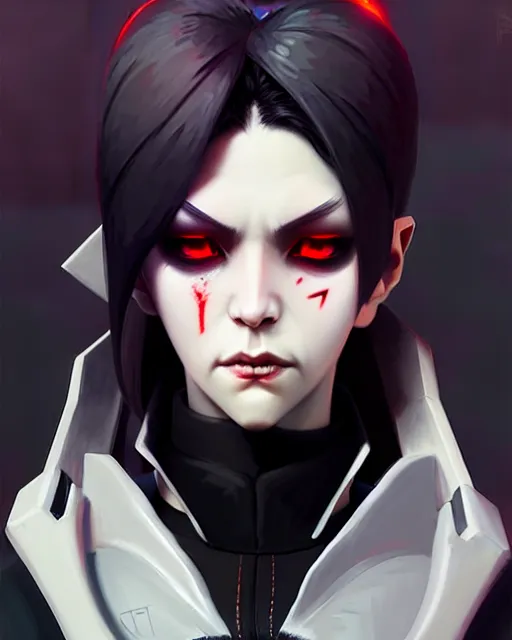 Image similar to hq rendering, dark vampire, character portrait, concept art, painterly, fanart, highly detailed in the style of overwatch by ilya kuvshinov, wenjun lin,