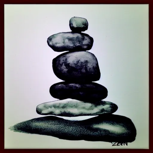 Prompt: zen cairn ink