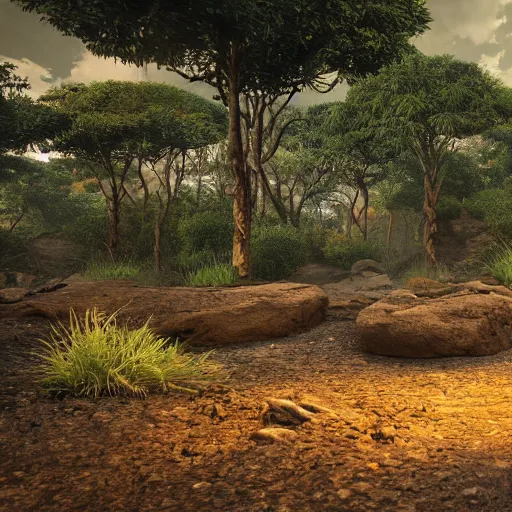 Prompt: 4 k, hyperealistic, unreal engine 5 photo of a south african jungle