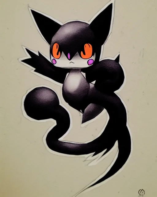 Image similar to black crimson ink smoke portrait of mew pokemon, artgerm, wlop, artstation