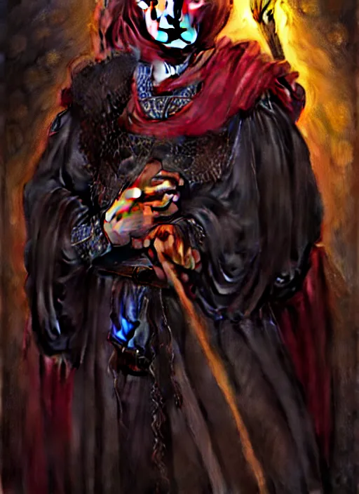 Image similar to muslim wizard, full body, hyper realistic, extremely detailed, dnd character art portrait, dark fantasy art, intricate fantasy painting, dramatic lighting, vivid colors, deviantart, artstation, by edgar maxence and caravaggio and michael whelan and delacroix.