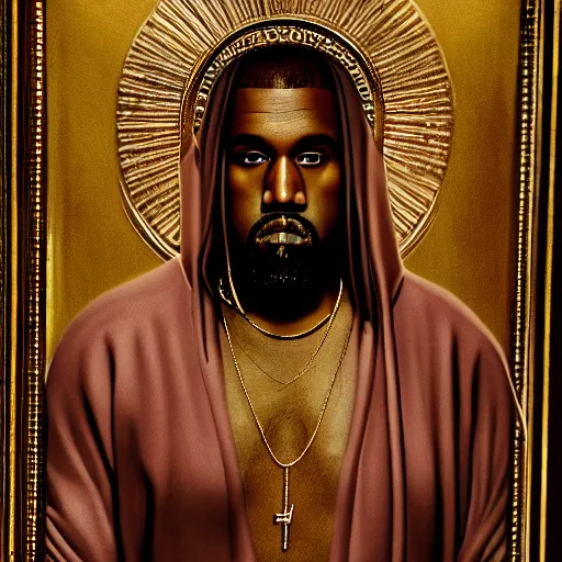 Image similar to kanye west as jesus, Cinematic, Portrait, Ultra-HD, Beautiful Lighting, insanely detailed and intricate, hypermaximalist, elegant, ornate, hyper realistic, super detailed