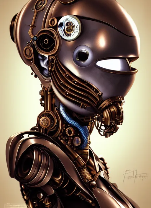 Prompt: portrait of a steampunk robot woman in 2100 by Artgerm, biomechanical, hyper detailled, trending on artstation