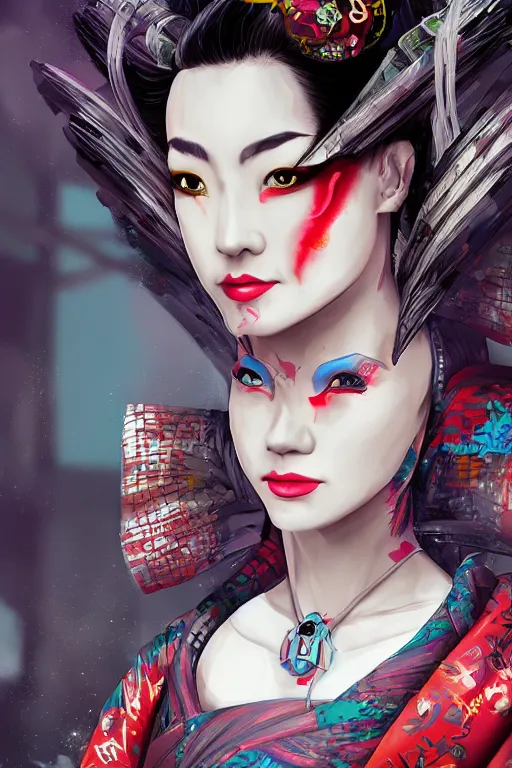 Image similar to agile geisha cyberpunk Dragon princess, digital art, 8k ,character ,realistic, portrait, hyperrealistic