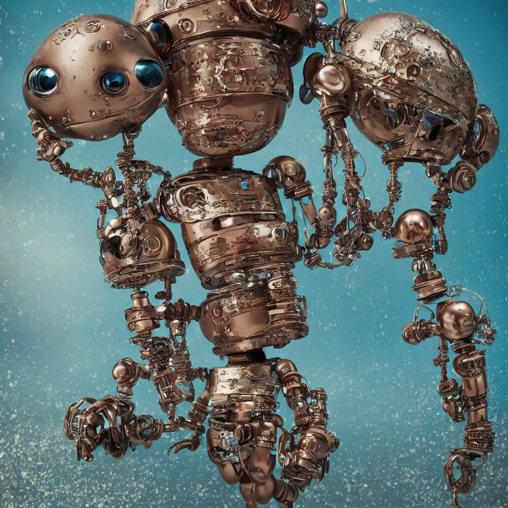 Image similar to closeup portrait of tin toy robot bikini girl trap, depth of field, zeiss lens, detailed, symmetrical, centered, fashion photoshoot, by nicoletta ceccoli, mark ryden, lostfish, breathtaking, 8 k resolution, extremely detailed, beautiful, establishing shot, artistic, hyperrealistic, octane render