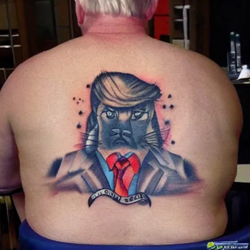 Image similar to donald trump as a furry with prison tattoos