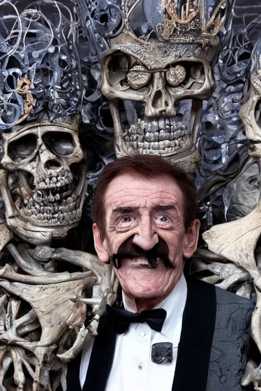 Prompt: Barry Chuckle, emperor of skeletons