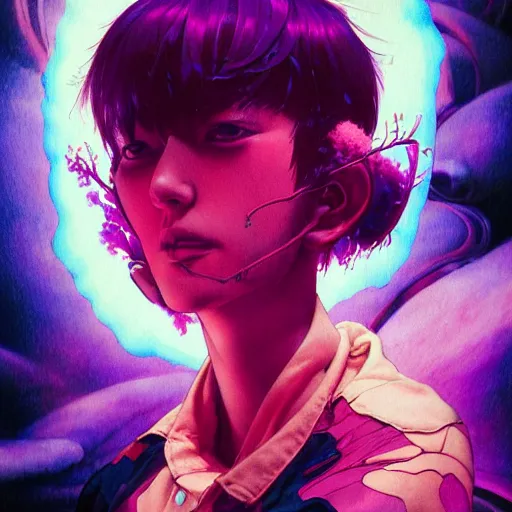 Prompt: prompt : purple and red character portrait soft light painted by james jean and katsuhiro otomo and erik jones, inspired by akira anime, smooth face feature, intricate oil painting, high detail illustration, sharp high detail, manga and anime 1 9 9 9