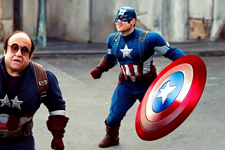 Prompt: danny devito as captain america