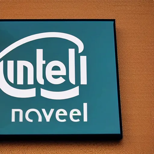 Image similar to a blurry intel logo rotated slightly, fuzzy, unclear