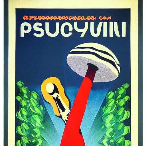 Prompt: psilocybin mushroom, soviet propaganda poster