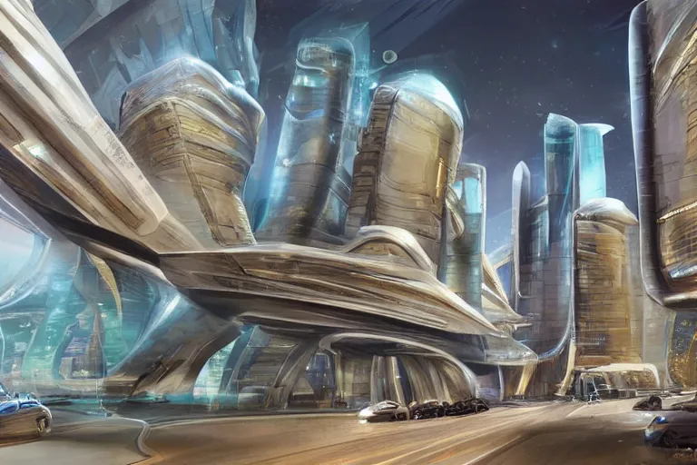 Image similar to luxurious futuristic Singaporean street with advanced civilization, sportscars with expensive streets, with gold intricate details, advanced civilization, at Salar De Uyuni, unique formations on the surface of salt crystallization, sandwiched between sedimentary deposits, bubbling geysers, luxurious, digital painting, concept art, sharp focus, from Star Trek 2021, illustration, by WLOP and Ruan Jia and Mandy Jurgens and William-Adolphe Bouguereau, Artgerm