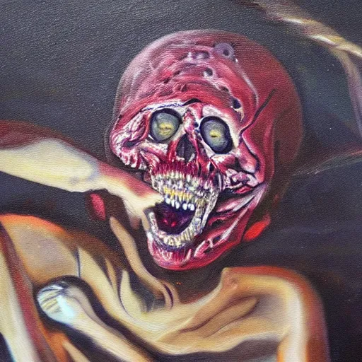 Image similar to terror, oil painting,