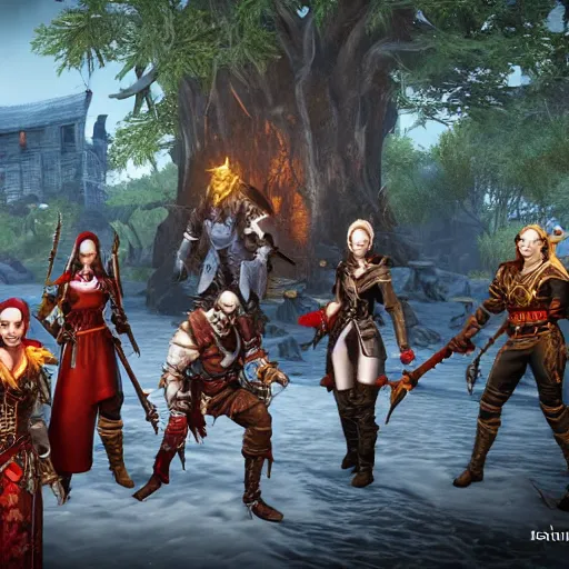 Image similar to 4 adventurers divinity original sin 2 taking group photo