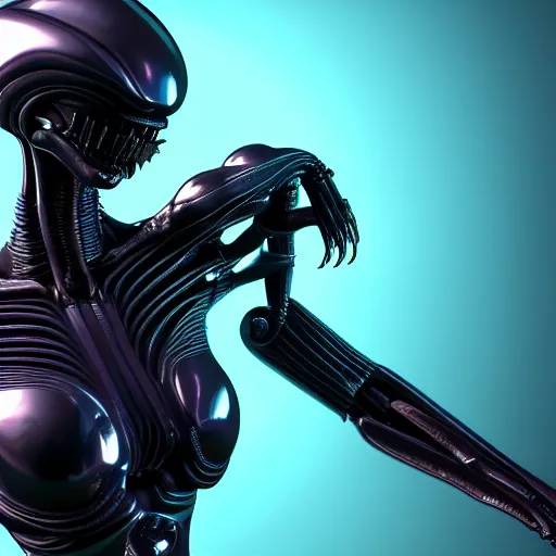 Image similar to futuristic cyberpunk alien xenomorh queen robot concept, highly detailed, photorealistic portrait, bright studio setting, studio lighting, crisp quality and light reflections, unreal engine 5 quality render