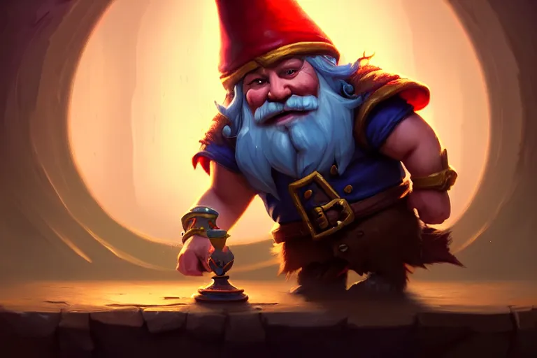 Image similar to [ important ] amazing portrait of funny gnome ], hearthstone splash art, deiv calviz, splash art, natural light, elegant, intricate, fantasy, atmospheric lighting, by greg rutkowski, hearthstone splash art, hd wallpaper, ultra high details, cinematic composition, insanely well organized