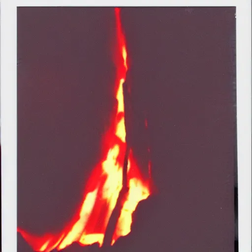 Prompt: a polaroid picture of hell's great raging inferno