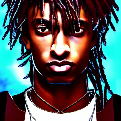 Image similar to playboi carti in cyber punk style digital art 4 k detailed super realistic