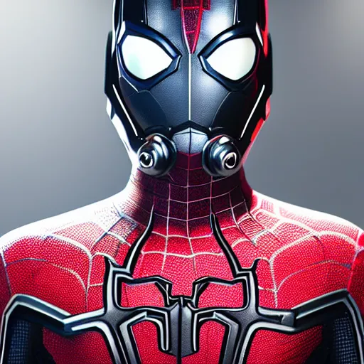 Image similar to characters portrait of Antman mixed with Spiderman, merged character, 4k, highly detailed, cinematic lighting