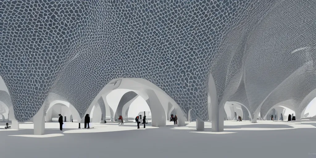 Image similar to islamic mosque futuristic style design by Zahah Hadid