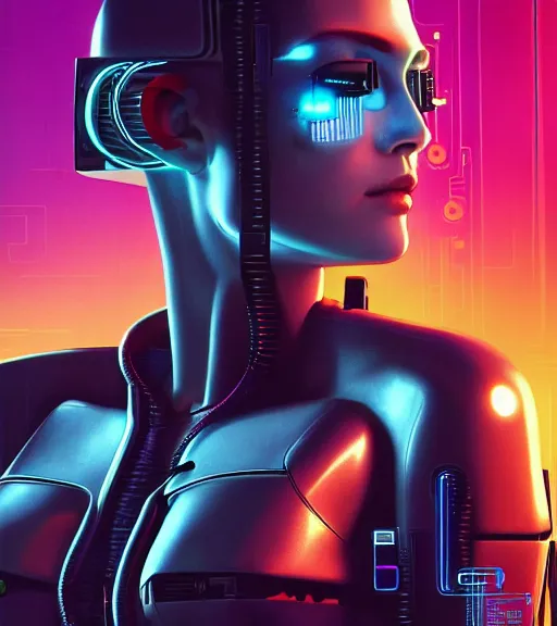 Image similar to cable plugged into cyberdeck, into head, very very beautiful cyberpunk woman, computer, 1 9 7 9 omni magazine cover, style by vincent di fate, cyberpunk 2 0 7 7, very coherent, detailed, 4 k resolution, unreal engine, daz