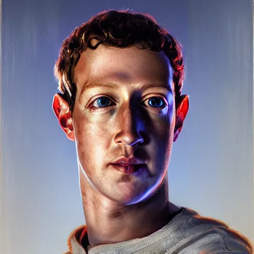 Prompt: handsome portrait of mark zuckerberg posing, radiant light, caustics, war hero, apex legends, by gaston bussiere, bayard wu, greg rutkowski, giger, maxim verehin