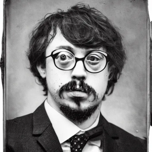 Prompt: ambrotype portrait of sam hyde wearing a suit, very detailed, very intricate,