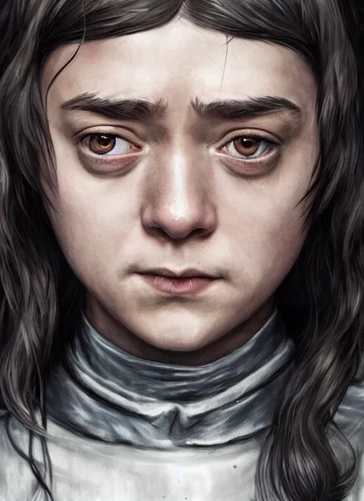 Image similar to arya stark, game of thrones, super highly detailed, professional digital painting, concept art, smooth, sharp focus, no blur, no dof, extreme illustration, unreal engine 5, photorealism, hd quality, 8 k resolution, cinema 4 d, 3 d, beautiful, cinematic, art by artgerm and greg rutkowski and alphonse mucha and loish and wlop