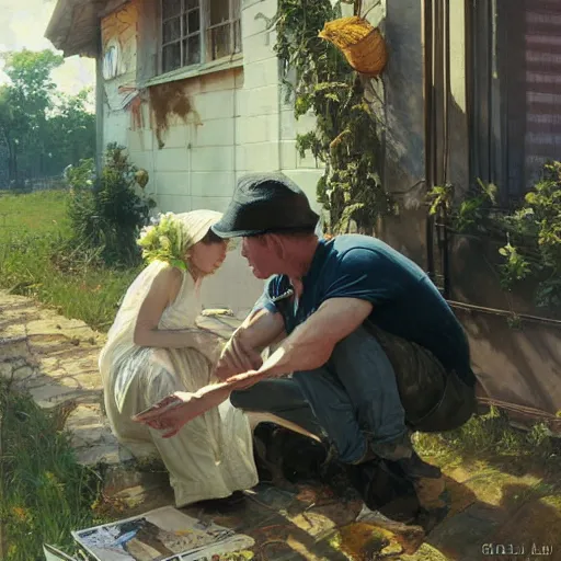 Prompt: alex jones begging on the side of the road, award winning painting by stanley artgerm lau, greg rutkowski, thomas kindkade, alphonse mucha, loish, norman rockwell,