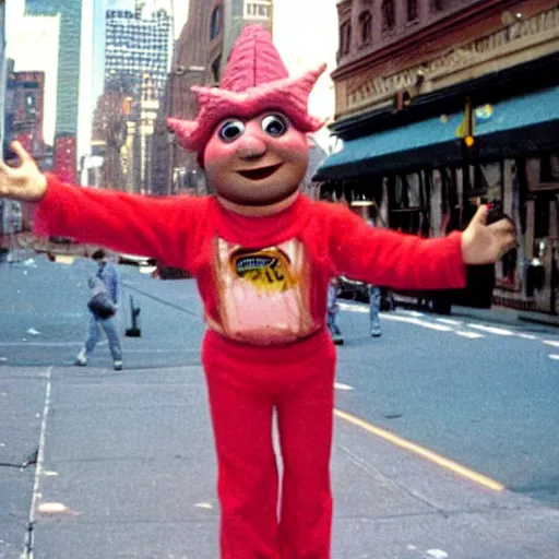 Prompt: patrick star 1980s new york street performer