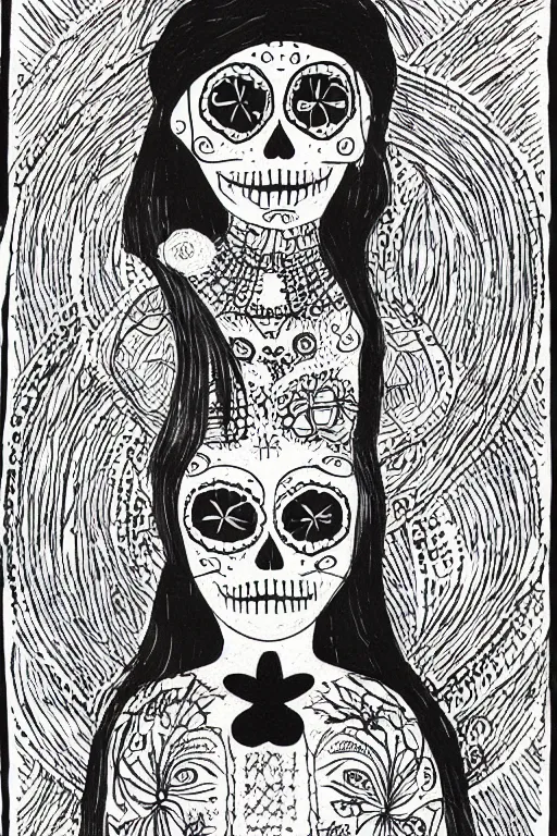 Image similar to Illustration of a day of the dead girl, art by Anni Albers