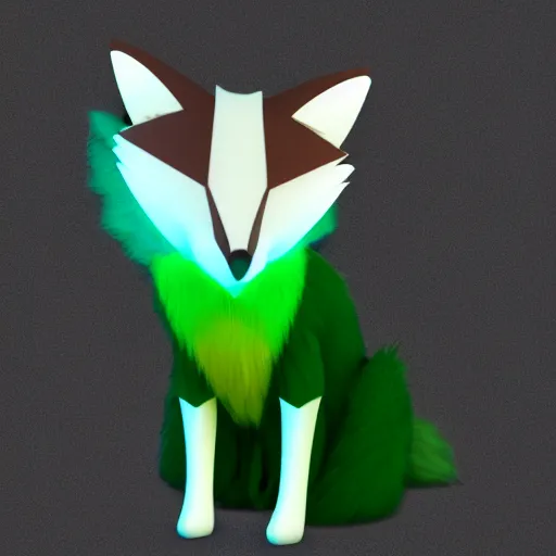 Prompt: digital light green and white fox, retrowave palette, digital world, highly detailed, electric breeze, anatomically correct vulpine, synth feel, fluffy face, ear floof, flowing fur, super realism, accurate animal imagery, 4 k digital art