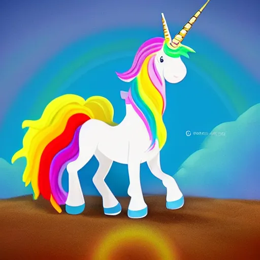 Prompt: Rainbow unicorn, Pixar style
