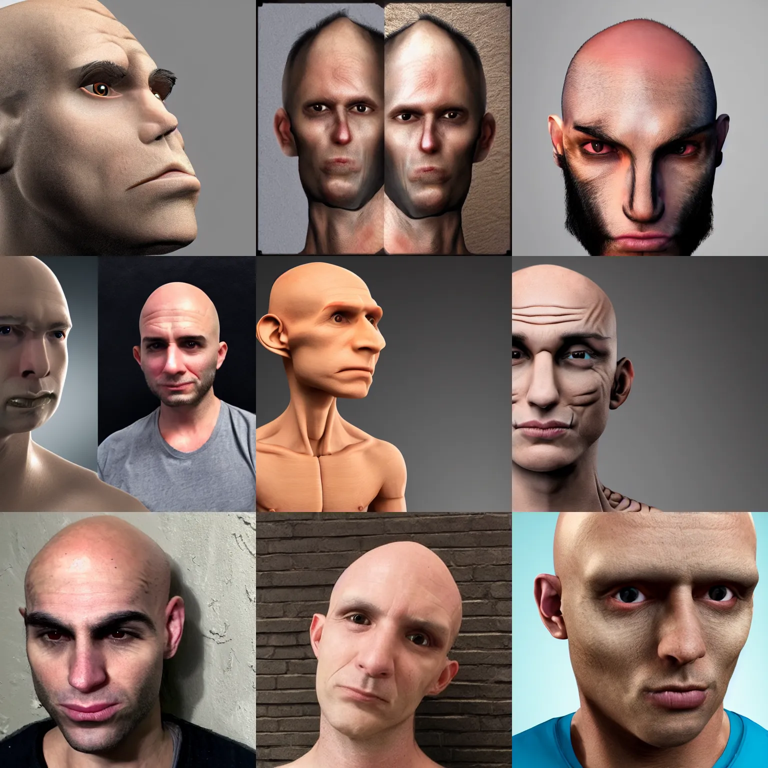 Prompt: humanoid rat who has bald head, weak chin clean shaven and is insecure