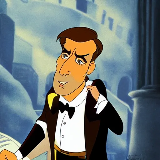 Image similar to steve carell in anastasia, don bluth animation, film still