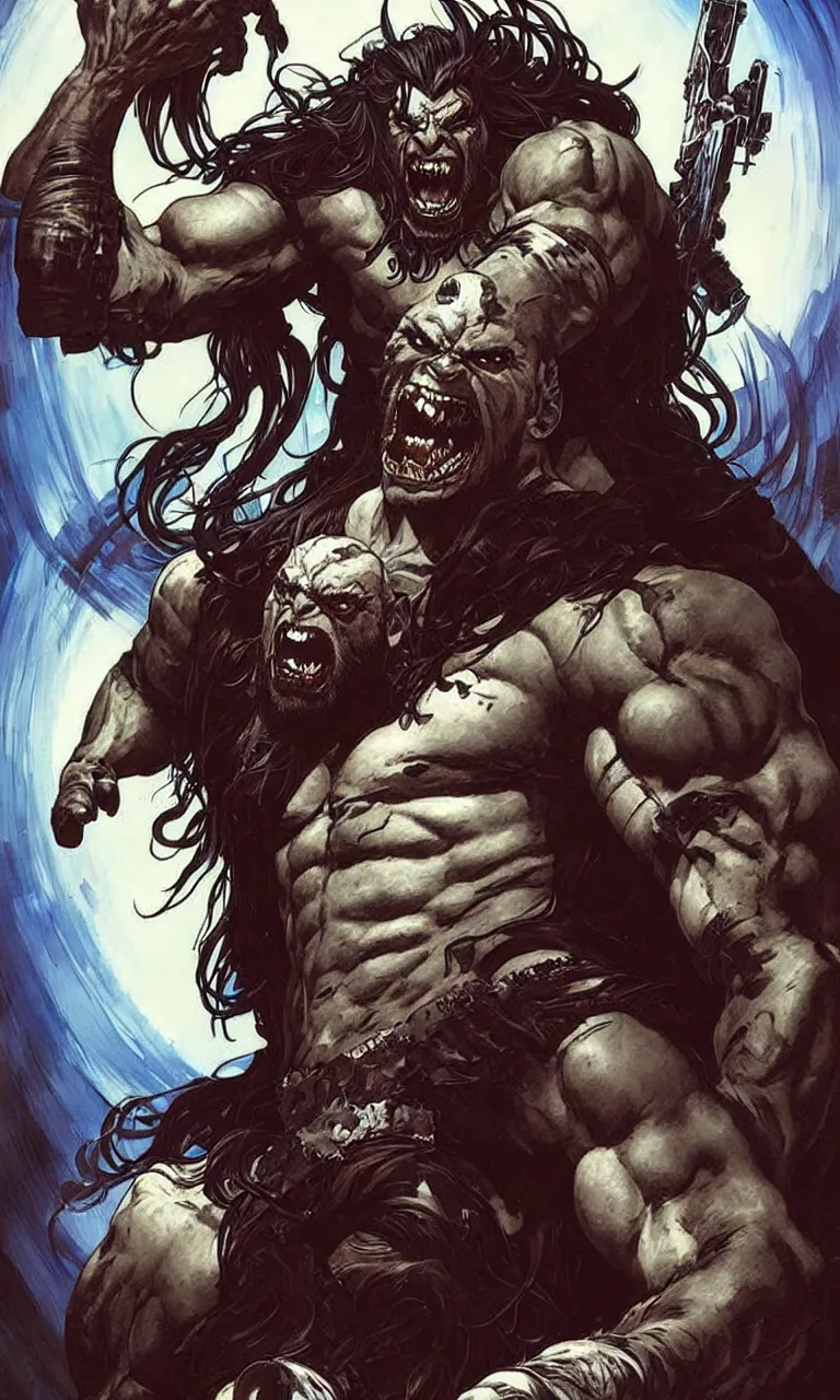 Image similar to giant lobo by simon bisley, photoshop, art by artgerm and greg rutkowski and alphonse mucha