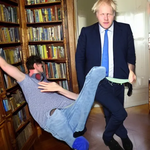 Image similar to Then i found myself in a game of Tetris Pieces landing on top of me I tried to escape, but i couldn't move Boris Johnson was watching me