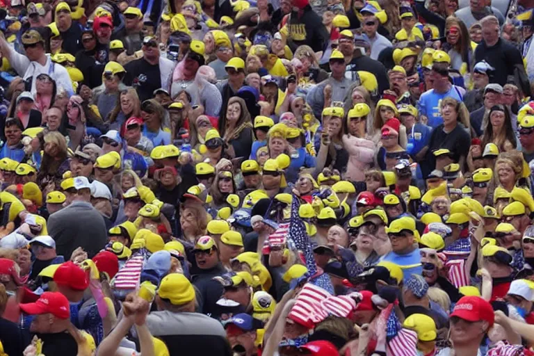 Prompt: minions at a trump rally