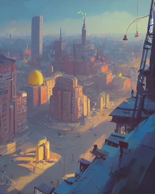 Image similar to painting of kiev, ukraine, detailed, by simon stalenhag, cory loftis, james gilleard, atey ghailan, makoto shinkai, goro fujita, studio ghibli, rim light, exquisite lighting, clear focus, very coherent, plain background, soft painting