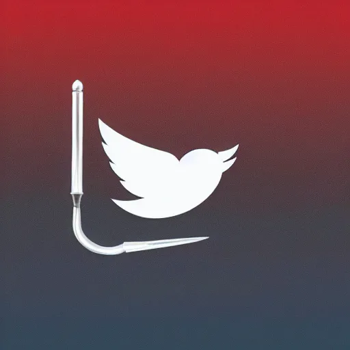 Image similar to the sickle and the hammer, twitter logo version, flag, illustration, digital