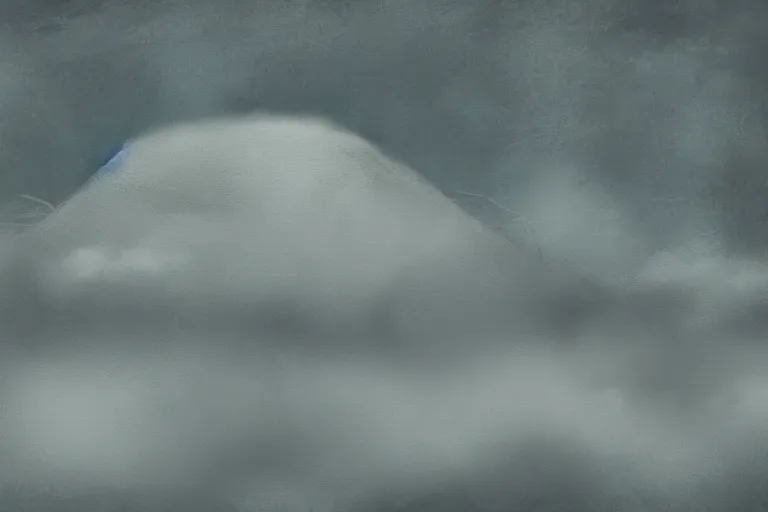 Image similar to mysterious floating island in the clouds above a forest, foggy, digital painting