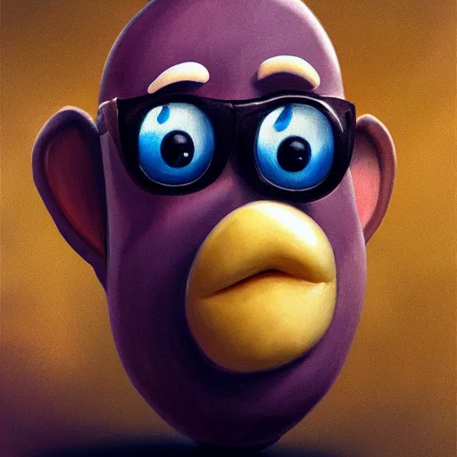 Image similar to teteaclaquestv mr potato head caricature, artgem, digital painting, color painting, hyperrealistic, concept art, oil painting, masterpiece, concept art, trending on deviantart, realistic and detailed face, highly detailed, high quality, 8 k, soft lighting, fancy colors, fantasy, cinematic, high coherence