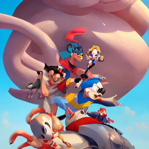 Image similar to hero world animaniacs, behance hd by jesper ejsing, by rhads, makoto shinkai and lois van baarle, ilya kuvshinov, rossdraws global illumination